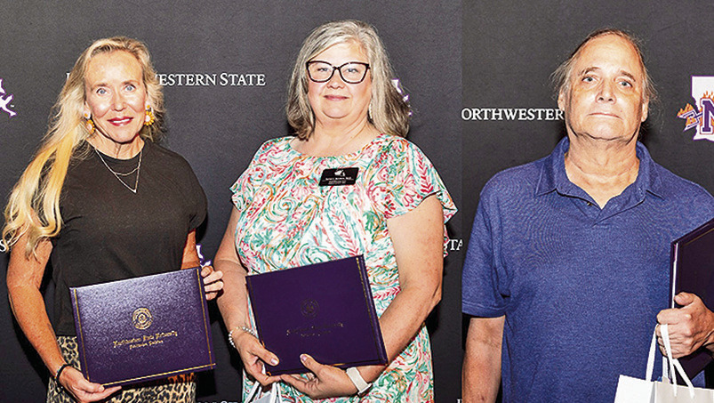 Recognized for 30 years of service to NSU were, from left, Patrice Moulton, Terrie Sanders and Richard DeVault.