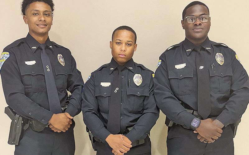 The Natchitoches Police Department has three new officers who graduated from the Alexandria Regional Police Academy May 14. The new officers spent several grueling months at the Alexandria Regional Police Academy and will participate in the Natchitoches Police Department’s field training program to gain more experience. From left are Jacori Curry, Gabe Williams and Javion Patterson.