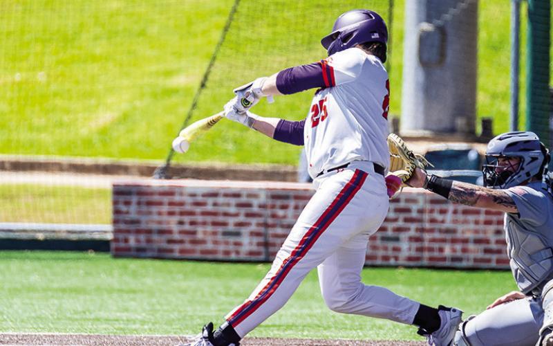 Ethan Menard hit his first career home run and drove in a career-high six RBIs in Thursday’s win at UTRGV. Credit: Chris Reich/NSU Photographic Services