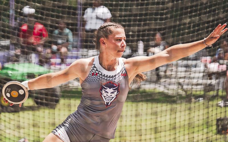 Thrower Eliska Zahradnickova (pictured) is making her debut at the NCAA East First Round as a senior in the discus, as her and the Lady Demons aim to make it to nationals in Oregon, starting at regionals, which begin Thursday at the University of Kentucky.