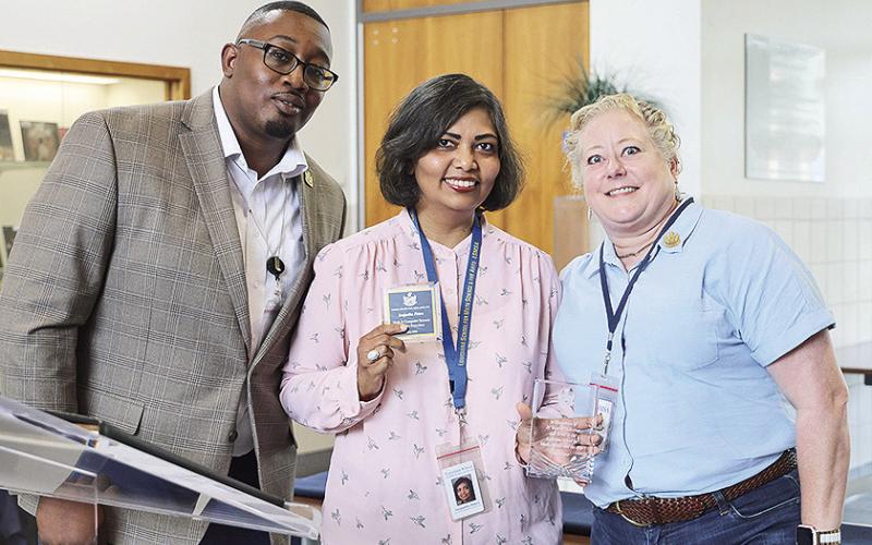 From left are Dr. Jason Anderson, Sanjeetha Peters and Jennifer Fountain.
