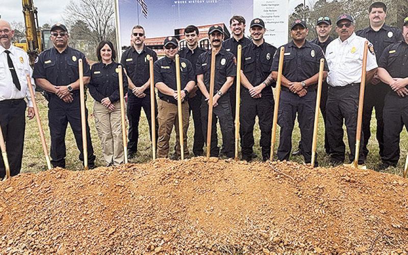 The City of Natchitoches officials and community leaders along with residents gathered Tuesday morning to break ground on its new state- of- the- art fire station #3 located at 3600 University Parkway. The new facility will replace the aging one located on Martin King Jr. Dr. Pictured are current and former firefighters holding shovels.