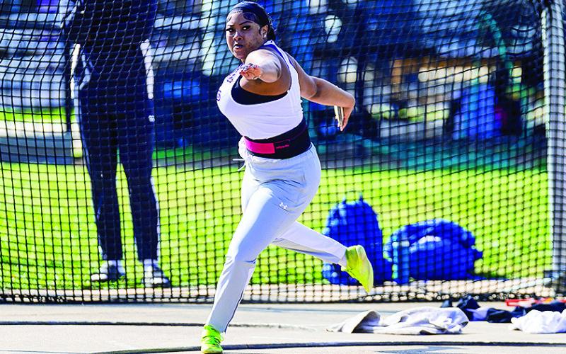 Shakera Kirk posted one of the 18 personal bests set by Northwestern State on Saturday at the Alumni Muster, tossing a 170-05 in the women’s discus.