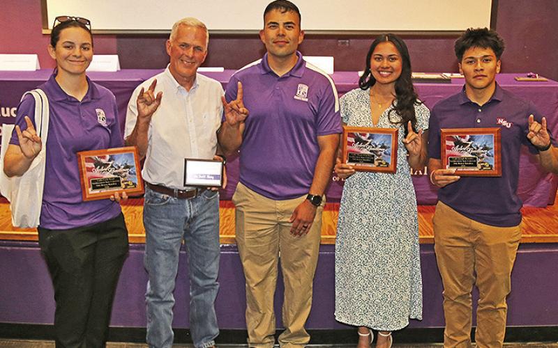 Honorees from the Department of Military Science were, from left, Layla Theriot Wood, Fred R. Flurry, Cpt. Armando Lopez, Megan Franchino and Joseph Resendez.