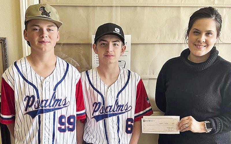 BOM Bank is proud to support the Psalms Christian Academy baseball team. Baseball is more than just a game—it’s about building character, learning teamwork, and developing discipline both on and off the field. BOM loves seeing t young athletes grow into strong leaders through the sport they love. From left are Ethan Stiles, AJ Procell and BOM’s Chelsea May.