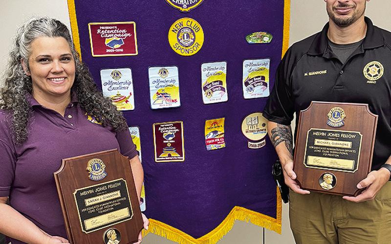 Sarah and Michael Giannone were presented with a Melvin Jones Fellow, in recognition of their exemplary humanitarian service and significant contributions to the mission of Lions Clubs International.