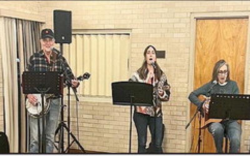 The Home Grown Tomaters Band performed several enjoyable selections at the February Lesche meeting. From the left are David Clark, George Darfus, Julie Brown, Jan Darfus and Keith Shirley.