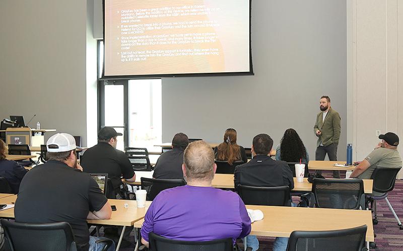 Agent Austin Porter of the Montana Department of Justice and an instructor with Yellowstone Narcotics led the ‘Technology in Today’s Investigations’ seminar at NSU May 11-12. Law enforcement from six parishes in Louisiana participated.