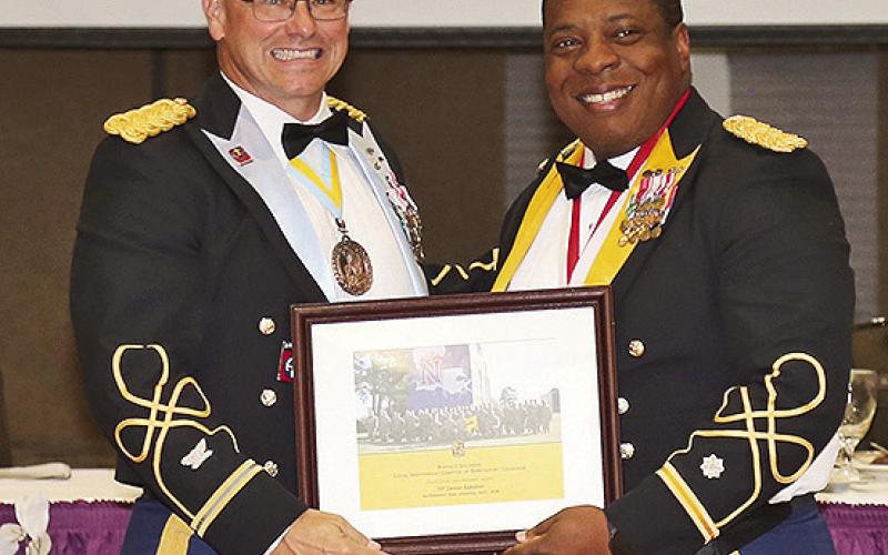 Col. J. Adam Barlow, garrison commander at Fort Polk, was guest speaker at the 76th Demon Battalion Military Ball. LTC Tyrek Swaby, professor of Military Science, presented a certificate of thanks.