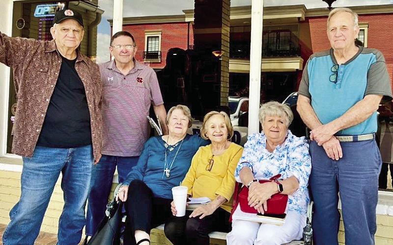 Malcolm Durr, Warren Massey, Ruth Cleland, Glenda Long, Anna Airhart and Frank Sims, met at Meri Beaucoup April 14 to plan the 60 year reunion of the Natchitoches High School Clss of 1967. If you a graduated from NHS in 1967, contact Annie Smith at 318-572-1095 or 318-352-4306 and make plans to attend the reunion. Thanks to our reporter Liz Durr for this photo. Read the rest of her news Page 5A.
