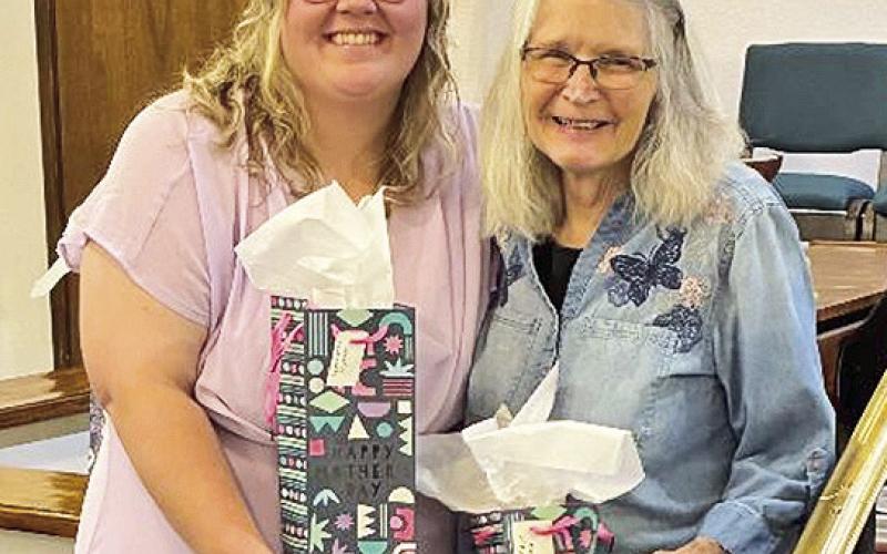 Youngest Mother- Mackenzie Smith and Oldest Mother- Judy Montet at Old Bethel Sunday.