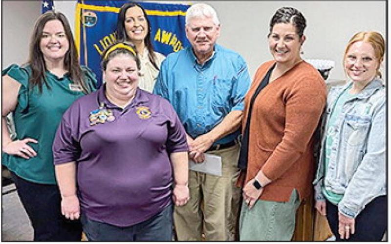 Representatives with Louisiana Small Business Development Center (LSBDC) and LSU Alexandria LSUA College of Business were the speakers during a recent Alexandria Lions Club meeting. Pictured from the left are Emily McGruder of Central Louisiana Community Foundation; Rachel Hazelton of the Alexandria Lions Club and First Guaranty Bank ; Britini Lilley and James Kilcoyne of SBDC at LSU Alexandria; and Nicole Magnano Anthony and Brittany Rhodes of Fostering Community. Kilcoyne lives in Natchitoches.