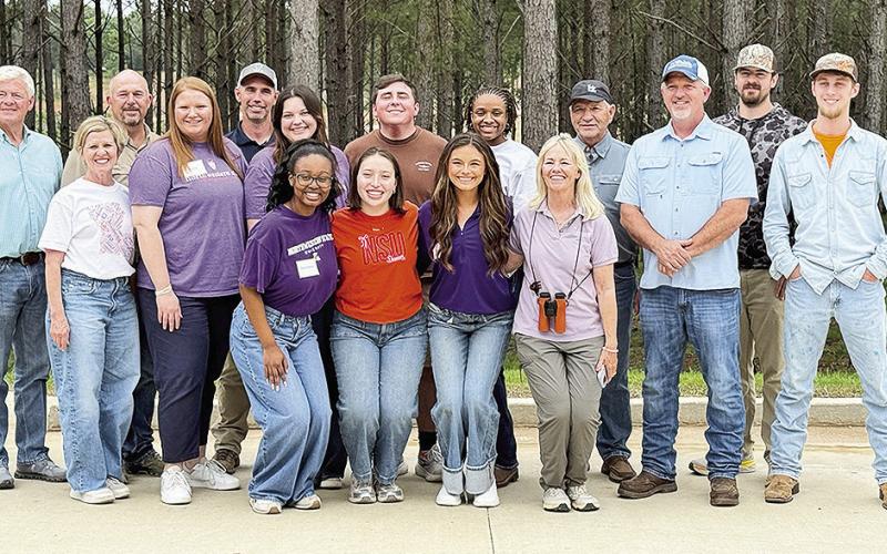 A field experience near Natchitoches gave students a closer look at forestry, land management and wildlife conservation in Louisiana. On the front row from left are Anastasia Douglas, Vivian Montalvo, Jesse Foshee and Emily Jo Williams. On the second row are e Michael Simpson, Reatha Cox, Jolly Nash, Kate Evans, Clint Iles, Madysen Morgan, Owen Stutzman, Nilah Pollard, Enyart Mitchell, Joe Cooper, Waylon Herring and Steele Colclasure.