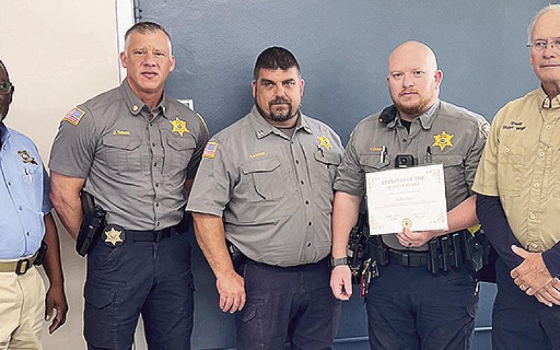 From left are Chief Deputy Winder, Major J. Taitano, Capt. S. LaCaze, Sgt. Collin Crow and Sheriff Stuart Wright.