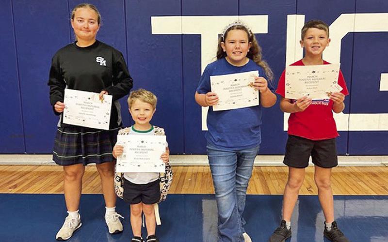 Positive Referrals at St. Mary’s are, from left, Camille Armstrong, Rhett McComic, Aurora Alford and Asher Hale.