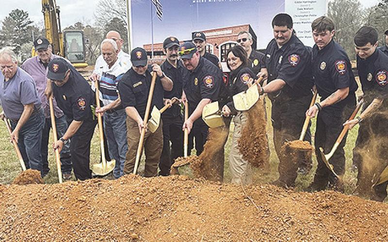 Current and former firefighters break ground on its new Fire Station #3 last week. Construction has begun with an anticipated opening date late spring 2027. Pat Williams of Leesville is the contractor. Cost of the facility is around $3.2 million with $1.8 million coming from the state and the remaining dollars from the City’s Hazard Tax Fund.