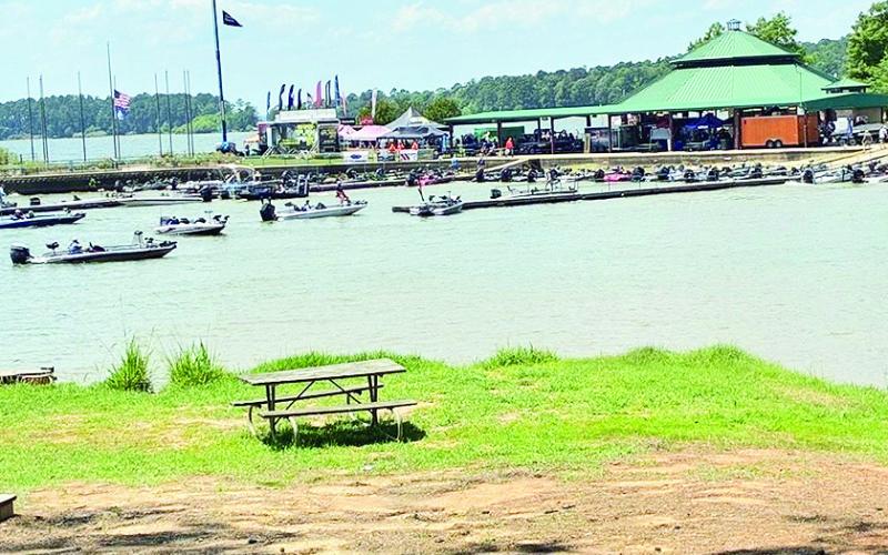 Boats were coming in for weigh-in at Cypress Bend Resort Saturday.