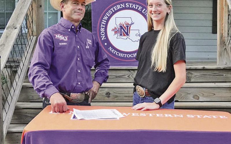 Alyssa Culpepper signed with NSU’s Rodeo Team and Coach Cody DeMoss.