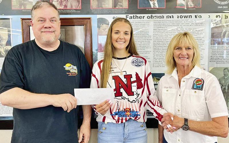 Emma Wilkerson of Negreet High School is awarded a $2,000 scholarship from The Toledo Bend Lake Association
