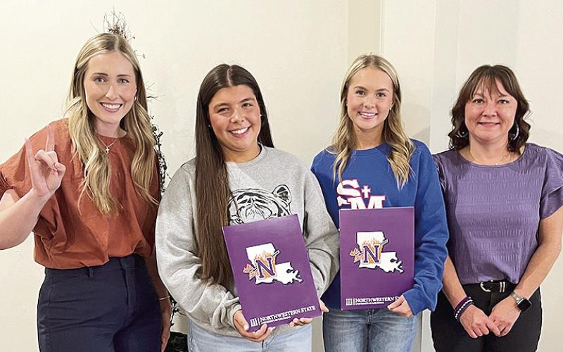 From left are NSU Recruiter Emily Miller, Grace Wren, Jenna Sklar, and Rotary Student of the Month Coordinator Jessica Broadway.