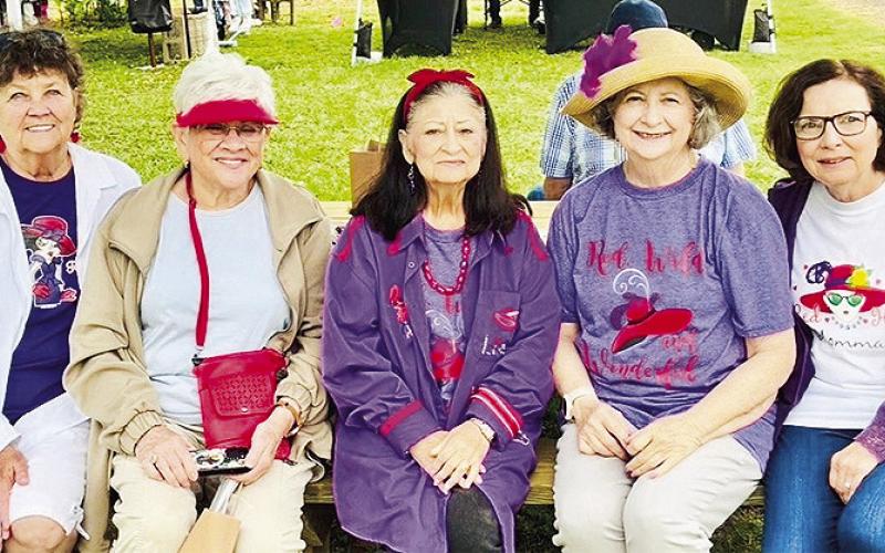 The Natchitoches Red Hat sisters went to the Little Eva Annual Spring Event Saturday. Those that attended were Betty Whitehead, Carol O’Quinn, Liz Durr, Mary Fosson and Debbie Waskom.