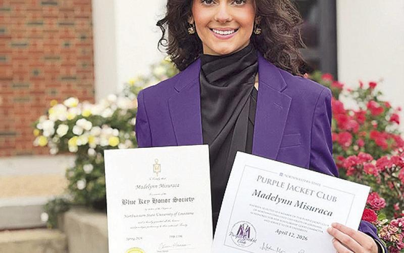 Madelynn Misuraca of Natchitoches is president of Purple Jackets at Northwestern State. Misuraca is also a member of Blue Key.