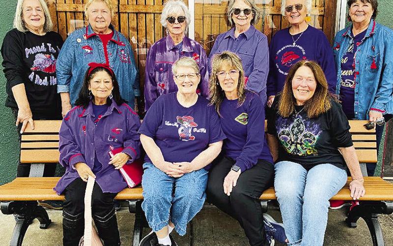 The Natchitoches Red Hat Sisters went to Lasyones on Feb.17 for their business meeting and to have lunch. Seated from the left are Liz Durr, Wanda St. Andre, Celidora Peltier and Becky Ham., Standing are Joan Sheffield, Mary Jane Wright, Pete McCorkel, Mary Fosson, Donna Masson and Betty Whitehead. Not present were Carol O’Quinn and Debbie Waskom.