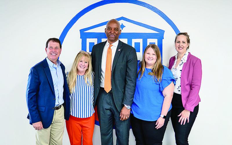 From left are Dr. Chris Maggio, Career Compass, Beyond Graduation Project manager; Jana Lucky, executive director of enrollment management at Louisiana Christian University; Dr. Mark Johnson, president, Louisiana Christian University; Emily Couvillion, admissions counselor and Beyond Graduation coach at Louisiana Christian University; and Ashley Stewart, director of programs, The Rapides Foundation. Photo by Karen Carter.