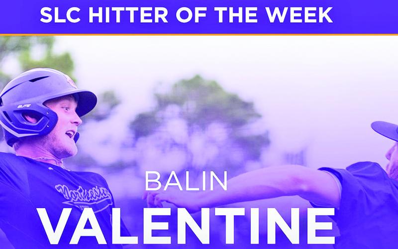 Valentine named Southland Conference Hitter of the Week
