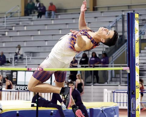 Tim Pelkmans is in fourth place after one day in the heptathlon at the Stan Scott Invite &amp; Multis on the campus of Texas Tech. Photo by Michael Wade.