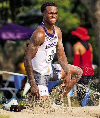 Roy Morris put a stamp on a fantastic freshman campaign with a Second Team All-American spot, finishing 15th in the long jump at nationals. Photo by Southland Conference