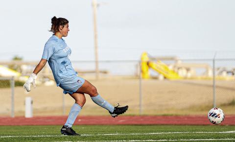 Libe Banuelos kept the Demons in the game throughout the night, recording nine saves, many in clutch situations. Photo by Texas A&amp;MCorpus Christi
