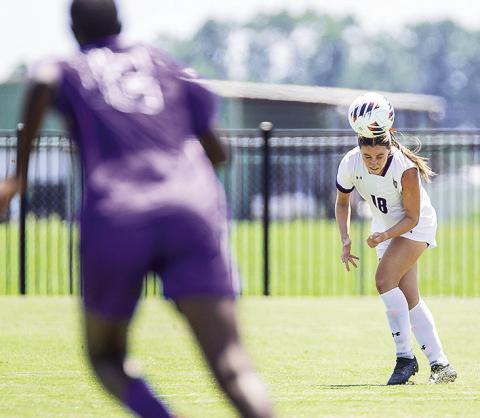 Emily Mougia tied for the game high with three shot attempts, but Northwestern State could not find the back of the net in a 1-0 loss to Houston Christian. Photo by Chris Reich, NSU Photographic Services