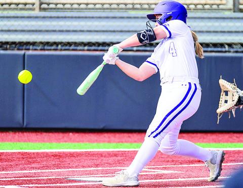 Camryn Becnel had a two-run double in NSU's 10-0 win at Grambling on Tuesday. Photo by Chris Reich, NSU Photographic Services