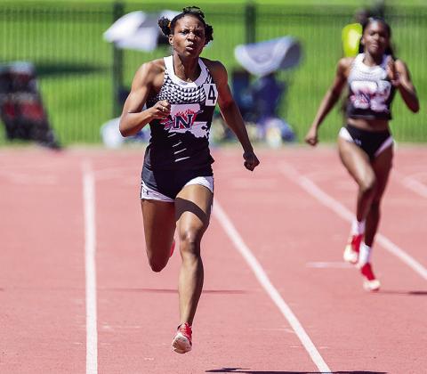 Maygan Shaw ran a Southland Conference record 51.87 to highlight a strong day at the Leon Johnson NSU Invitational.Photo by Chris Reich, NSU Photographic Services