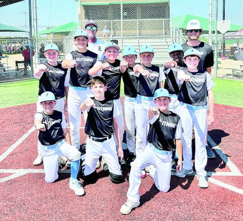 Team LA Lightning 12U of Natchitoches won the USSSA MLB Opening Day Classic in Bossier. The team won unique #22 Juan Soto rings as a part of the tournament. On front row from left are Archer Johnson, Gavin Key and Carter Hough. On middle row are Jax Errington, Murphy Linebaugh, Liam Mahloch, Hendrix Johnson, Adam Todtenbier, RJ Braden and Luke Fair. On back row are Coaches Luke Mahloch and Evan Gandy