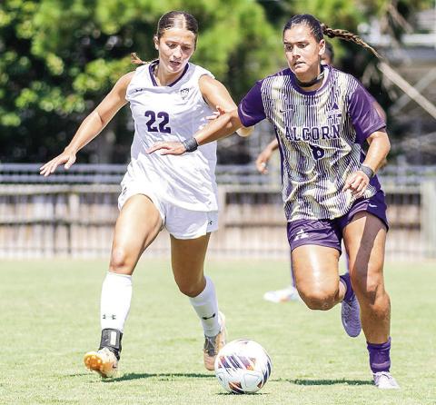 Emily Gundin scored her first two goals of the season, leading Northwestern State to a dominant victory on the road against Mississippi Valley State on Sunday. Photo by Chris Reich, NSU Photographic Services