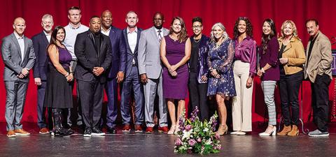 Group shot of the N-Club Hall of Fame Class of 2024. Photo by Chris Reich/NSU Photographic Services