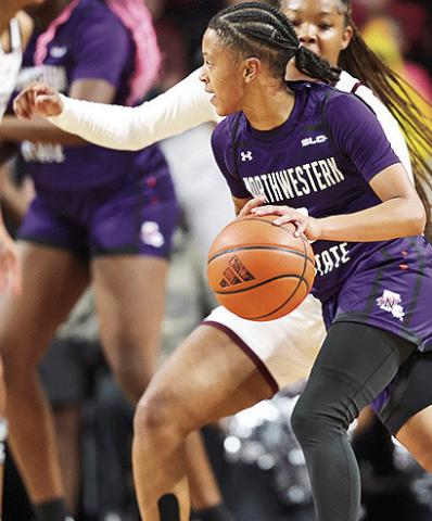 Mya Blake scored 11 points and recorded three steals as Northwestern State hung tough into the third quarter, but Texas A&amp;M pulled away late for a 75-54 win. Photo by Texas A&amp;M Athletics
