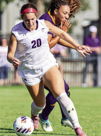 Emily Senatore scored three goals for her first collegiate hat trick, leading Northwestern State to a dominant 7-0 victory on Senior Day over Prairie View A&amp;M. Photo by Chris Reich, NSU Photographic Services