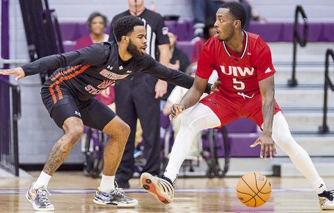 Jon Sanders II (left) and Northwestern State carry a season-long, fourgame win streak into Monday’s Southland Conference Tournament quarterfinal game. Photo by Chris Reich/NSU Photographic Services