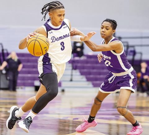 Mya Blake scored a game-high 22 points to go along with four rebounds, four assists and five steals, as the Demons rolled to a 98-27 win over Arkansas Baptist. Photo by Chris Reich, NSU Photographic Services