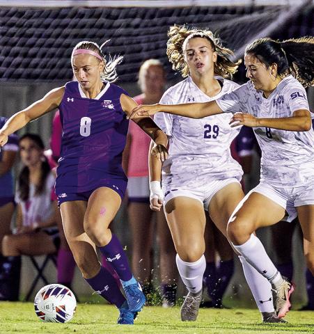 Graduate student Kassi Schoen helps lead an offense that has scored in 10 straight games. Photo by Chris Reich, NSU Photographic Services