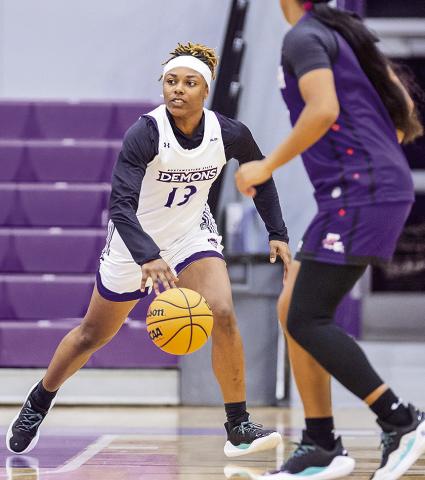 In a team full of newcomers, returner Nia Hardison is eager to start the season and show out for one final season. Photo by Chris Reich, NSU Photographic Services