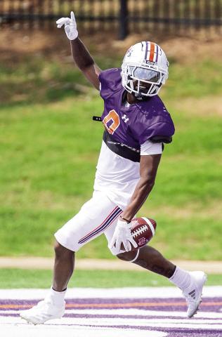 Camryn Davis caught two long passes, including a 60-yard touchdown, during Saturday’s Delaney Bowl. Photo by: Chris Reich, NSU Photographic Services
