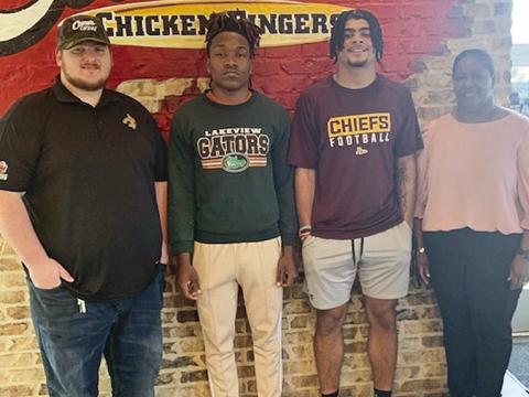 During the Nov 8 of regular season football games, Omarion Pierre, Jeremy Lowe and Haiden Nelson were named Player of-the-Week from their respectve schools by Natchitoches Leadership Through Athletics Committee (NLTAC) and Raising Cane’s Restaurant.