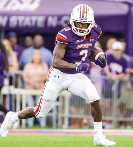 Myles Kitt-Denton had his first career 100-yard receiving game Saturday. Photo by Chris Reich/NSU Photographic Service