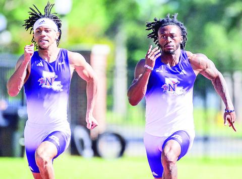 Zachaeus Beard ran a blistering 10.12 in the 100-meter dash at the national semifinals to reach Friday’s nationals. Photo by Chris Reich, NSU Photographic Services