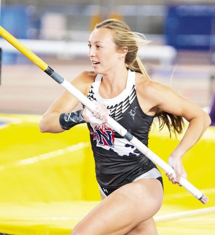 Pole vaulter Madison Brown earned the Southland Conference Women’s Indoor Student-Athlete of the Year, highlighting Northwestern State’s 10 total athletes honored, including eight on the women’s side. Photo by Jalen McDade, UAB