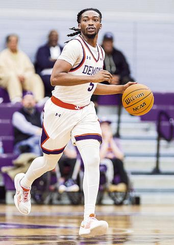 Micah Thomas (pictured) scored all of his 18 points in the second half to lead the Northwestern State men’s basketball team to a home finale win against UIW on Monday, 5449. Photo by Chris Reich, NSU Photographic Services